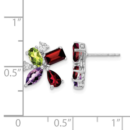14K Weißgold Amethyst/peridot/garnet/diamond Ohrringe