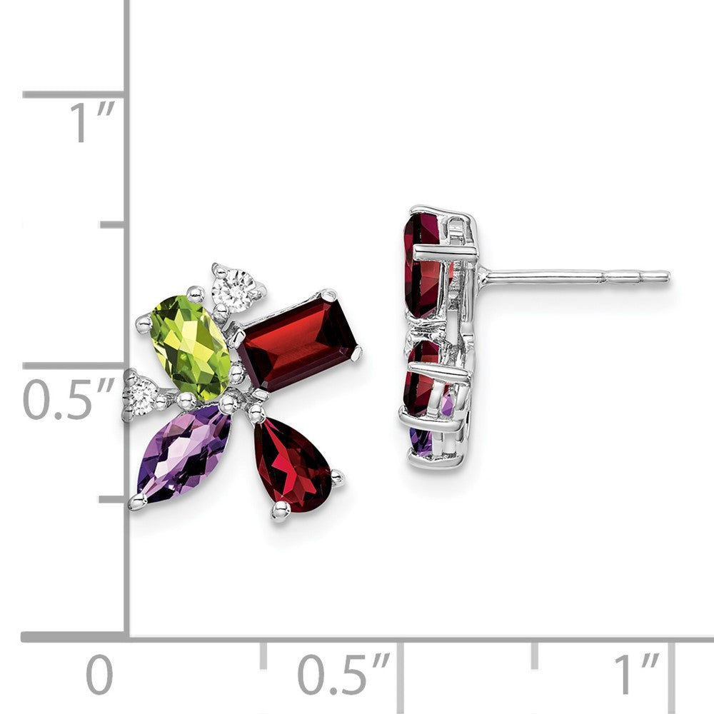 14K Weißgold Amethyst/peridot/garnet/real Diamant Ohrringe