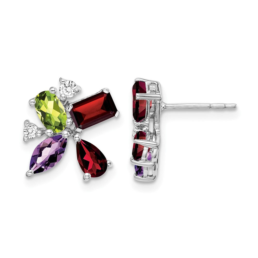 14K Weißgold Amethyst/peridot/garnet/diamond Ohrringe