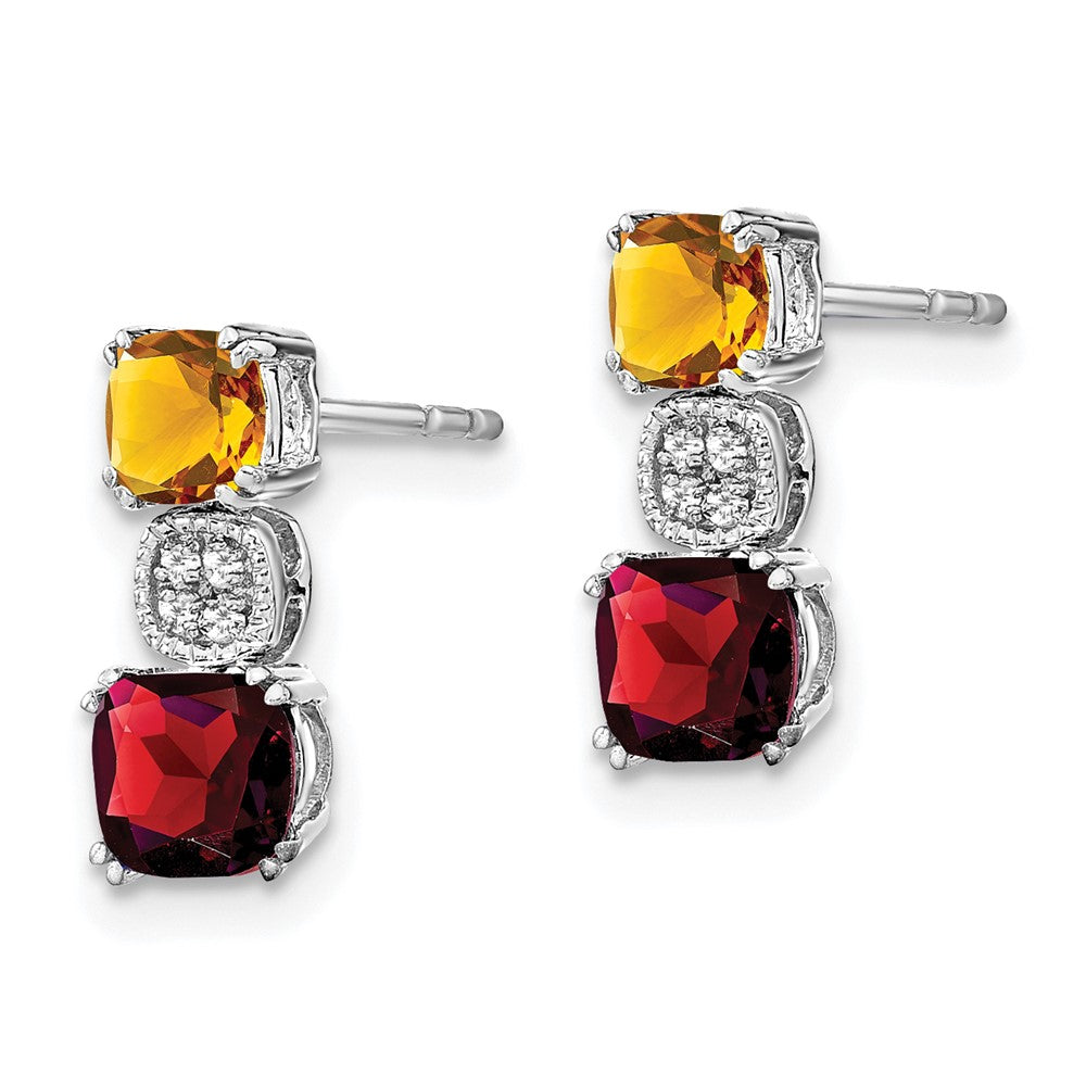 14K Weißgold Citrin/garnet/real Diamant Ohrringe
