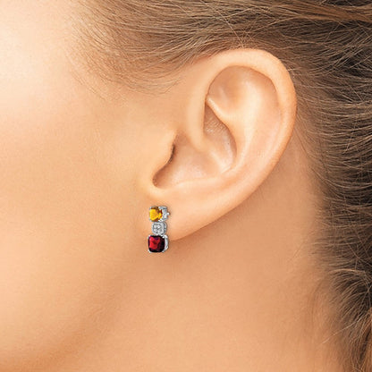 14K Weißgold Citrin/garnet/real Diamant Ohrringe