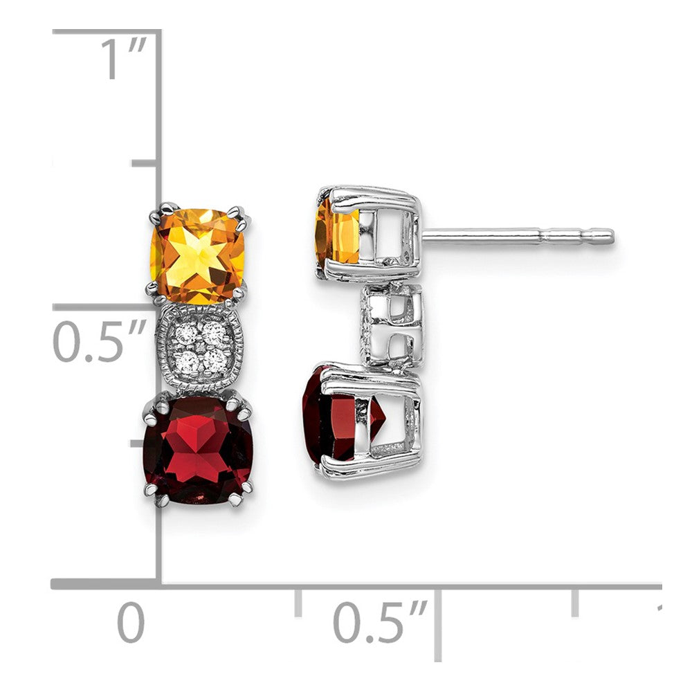 14K Weißgold Citrin/garnet/real Diamant Ohrringe