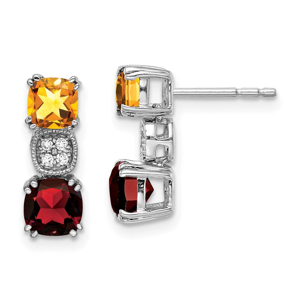 14K Weißgold Citrin/garnet/real Diamant Ohrringe
