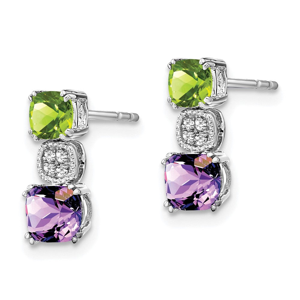 14K Weißgold Peridot/amethyst/real Diamant Ohrringe