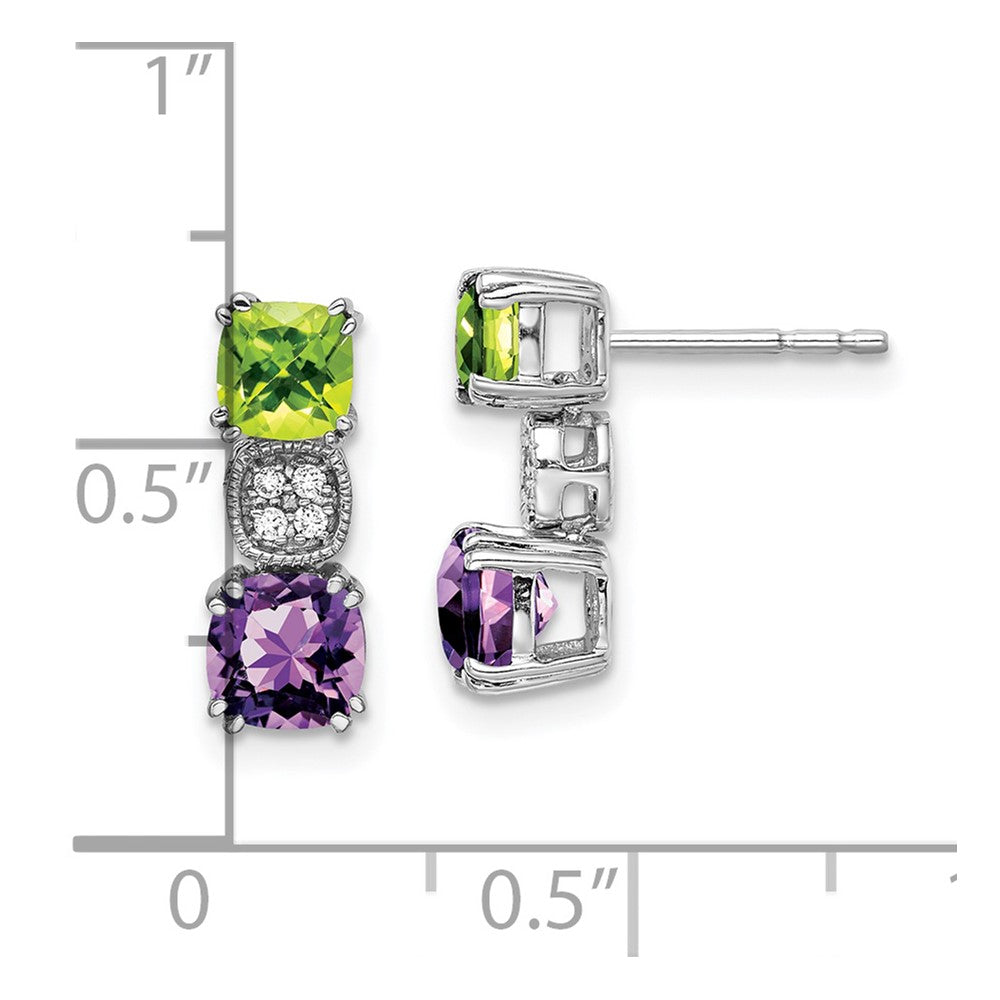 14K Weißgold Peridot/amethyst/real Diamant Ohrringe
