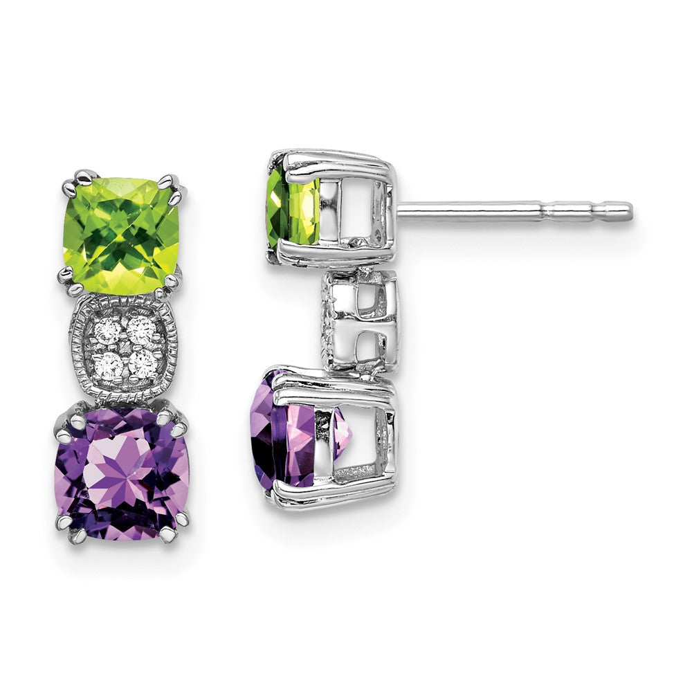14K Weißgold Peridot/amethyst/real Diamant Ohrringe