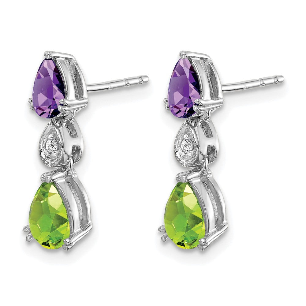 14K Weißgold Amethyst/peridot/diamond Ohrringe