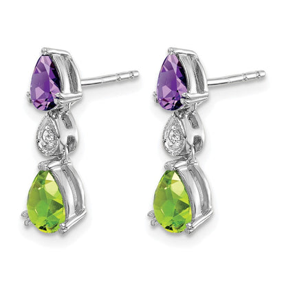 14K Weißgold Amethyst/peridot/diamond Ohrringe