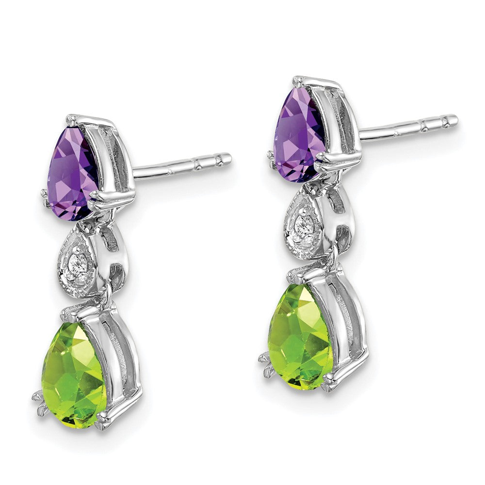 14K Weißgold Amethyst/peridot/real Diamant Ohrringe