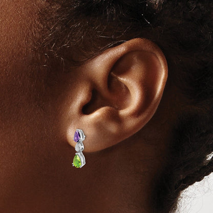14K Weißgold Amethyst/peridot/real Diamant Ohrringe