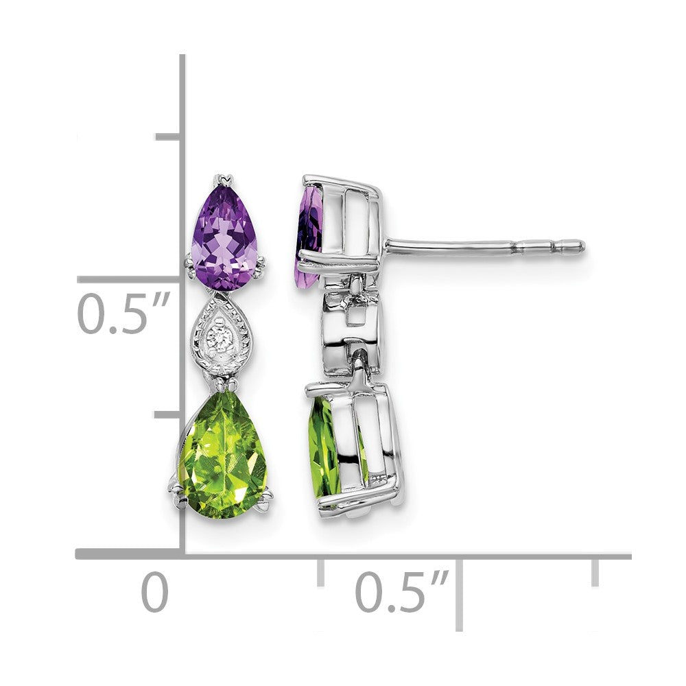 14K Weißgold Amethyst/peridot/diamond Ohrringe