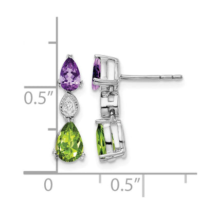 14K Weißgold Amethyst/peridot/diamond Ohrringe