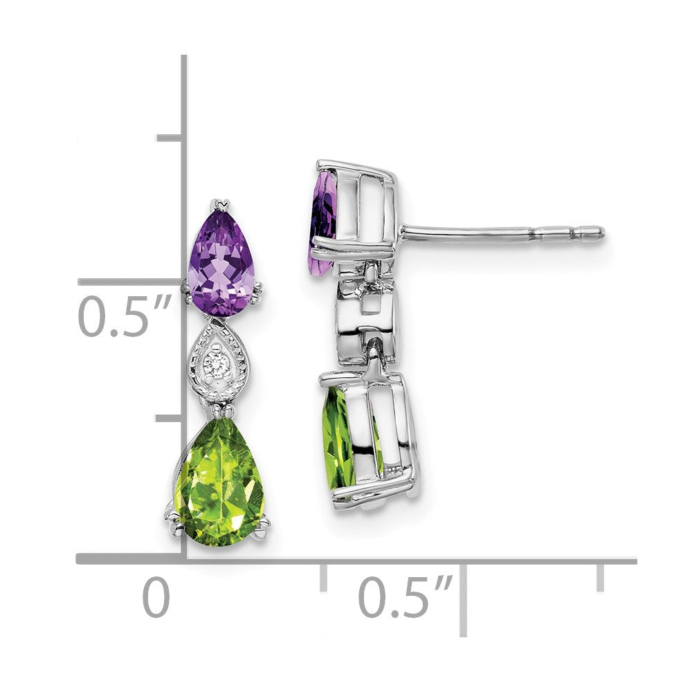 14K Weißgold Amethyst/peridot/real Diamant Ohrringe