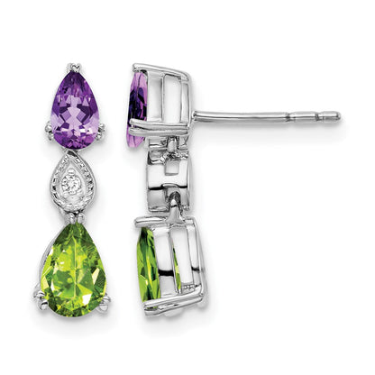 14K Weißgold Amethyst/peridot/diamond Ohrringe