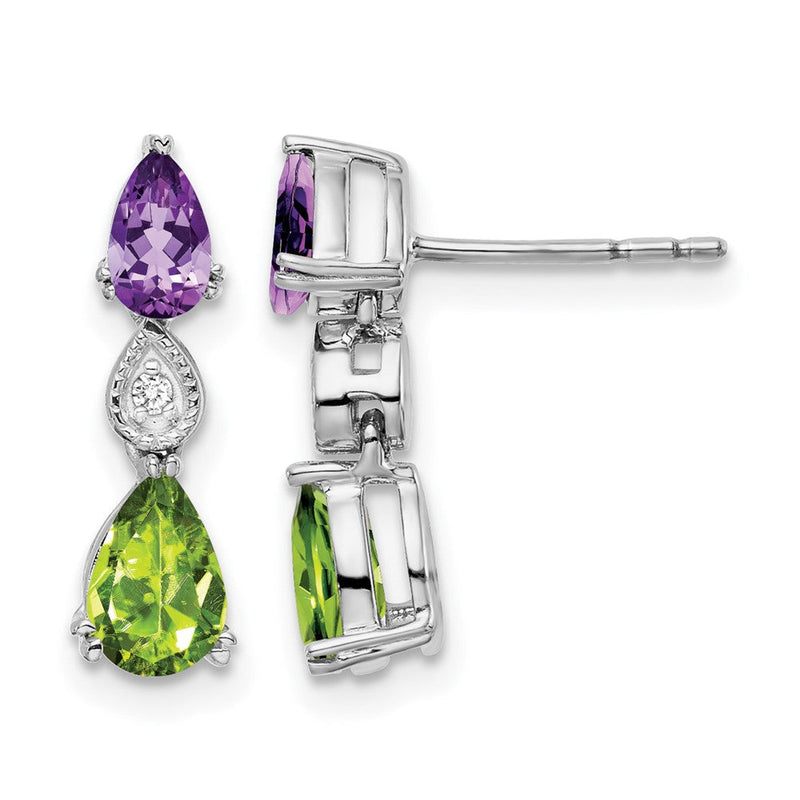 14K Weißgold Amethyst/peridot/diamond Ohrringe