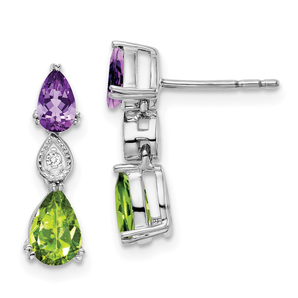 14K Weißgold Amethyst/peridot/real Diamant Ohrringe
