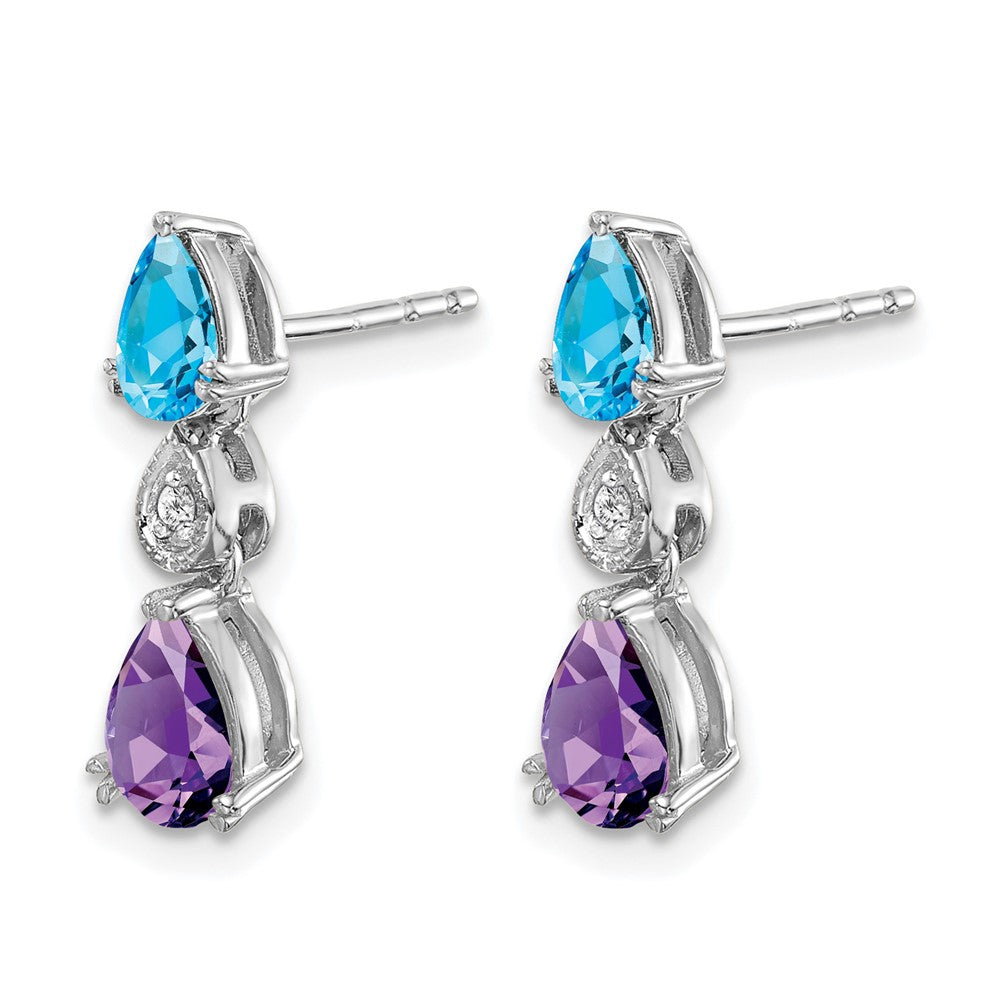 14K Weißgold Blautopas /amethyst/diamond Ohrringe