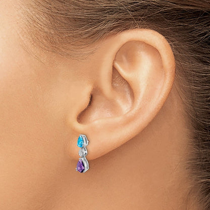 14K Weißgold Blautopas /amethyst/real Diamant Ohrringe