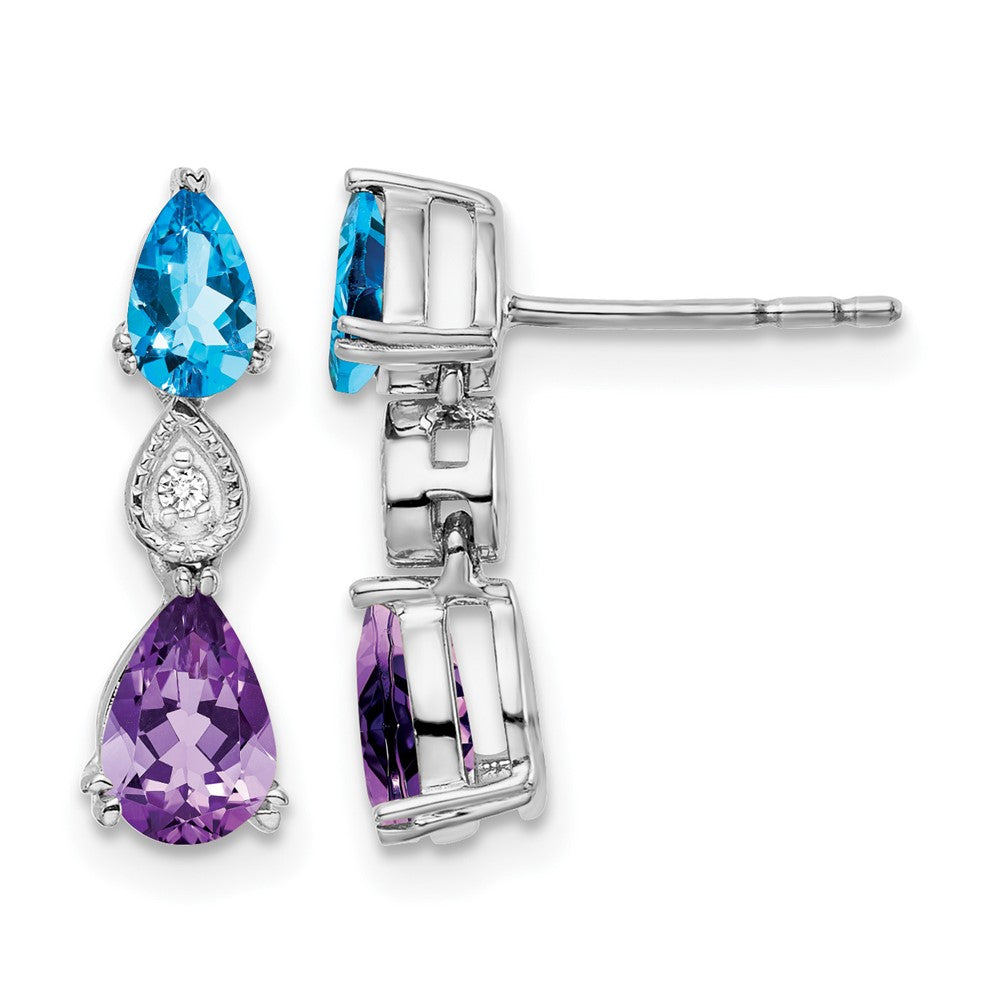 14K Weißgold Blautopas /amethyst/diamond Ohrringe