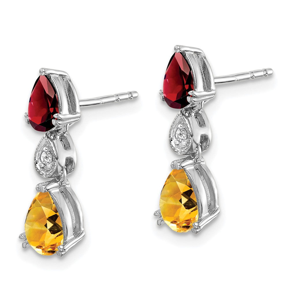 14K Weißgold Granat/citrine/real Diamant Ohrringe