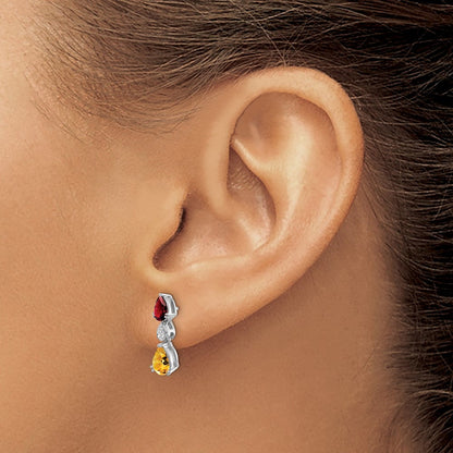 14K Weißgold Granat/citrine/real Diamant Ohrringe