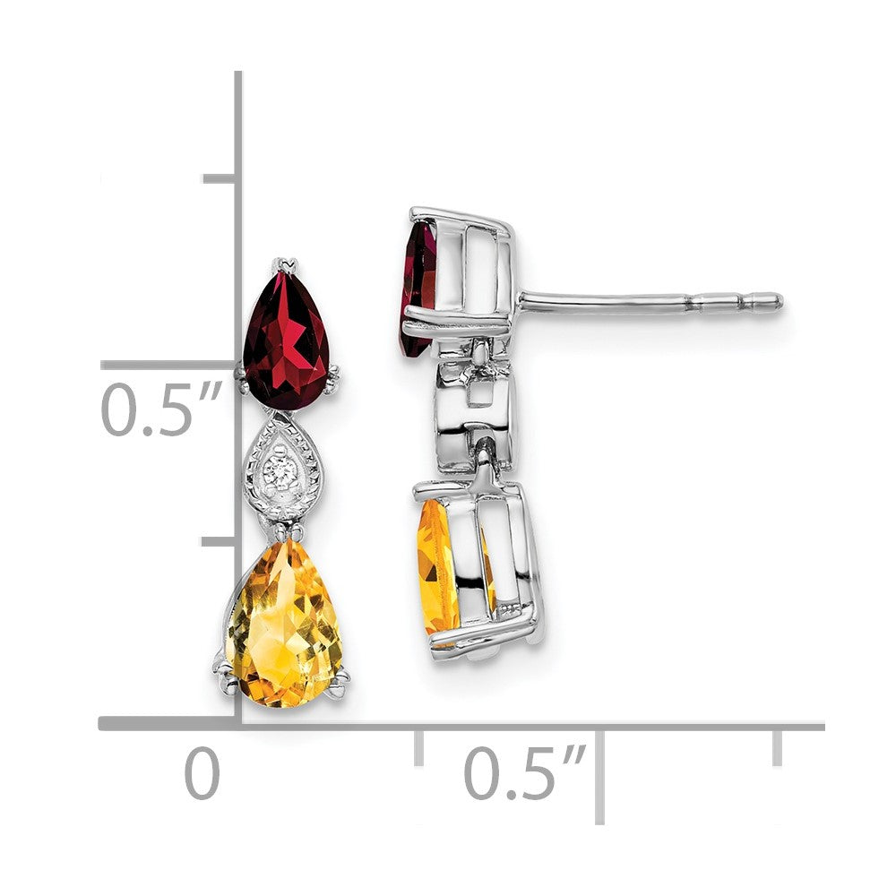 14K Weißgold Granat/citrine/real Diamant Ohrringe