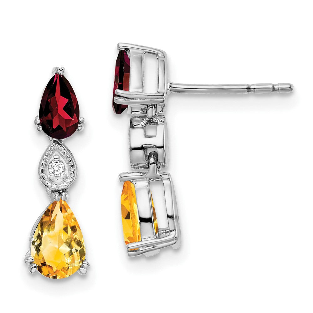 14K Weißgold Granat/citrine/real Diamant Ohrringe