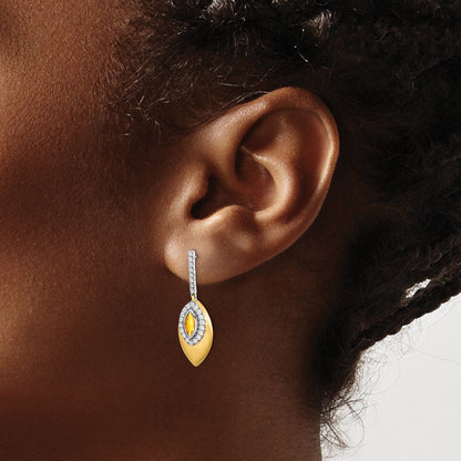 14K Gelbgold Zweifarbig Citrin und Echt-Diamant Ohrhänger