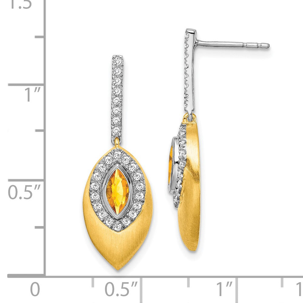 14K Gelbgold Zweifarbig Citrin und Echt-Diamant Ohrhänger
