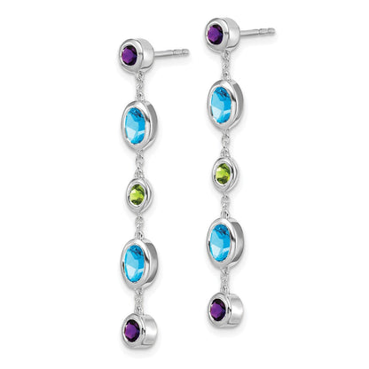 14K Weißgold Amethyst/ Blautopas /peridot Ohrhänger