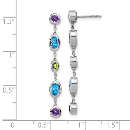 14K Weißgold Amethyst/ Blautopas /peridot Ohrhänger