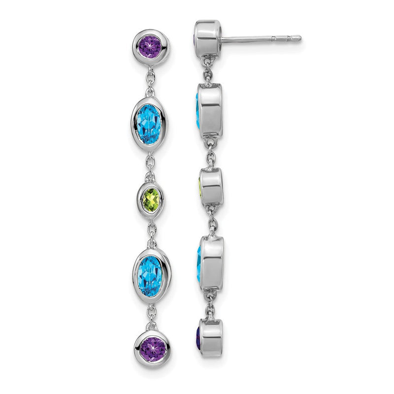 14K Weißgold Amethyst/ Blautopas /peridot Ohrhänger