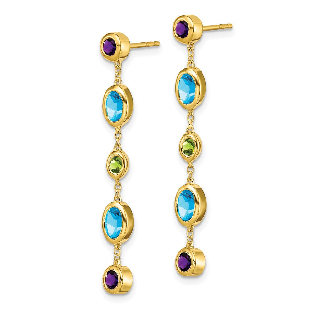14K Gelbgold Amethyst/ Blautopas /peridot Ohrhänger