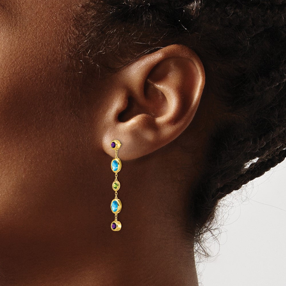 14K Gelbgold Amethyst/ Blautopas /peridot Ohrhänger