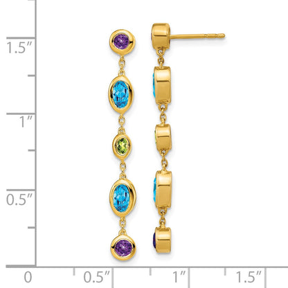 14K Gelbgold Amethyst/ Blautopas /peridot Ohrhänger