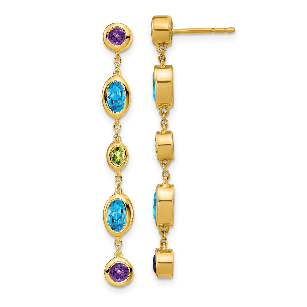 14K Gelbgold Amethyst/ Blautopas /peridot Ohrhänger