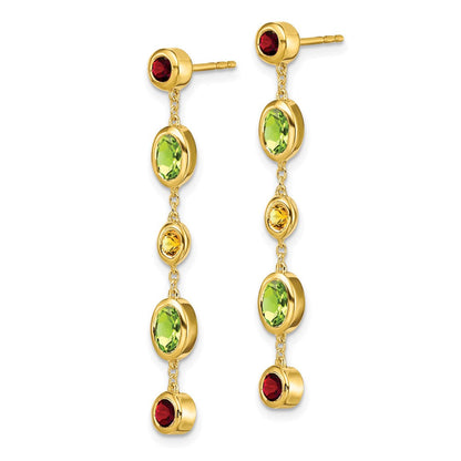 14K Gelbgold Granat/peridot/citrine Ohrhänger