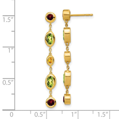14K Gelbgold Granat/peridot/citrine Ohrhänger