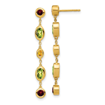 14K Gelbgold Granat/peridot/citrine Ohrhänger