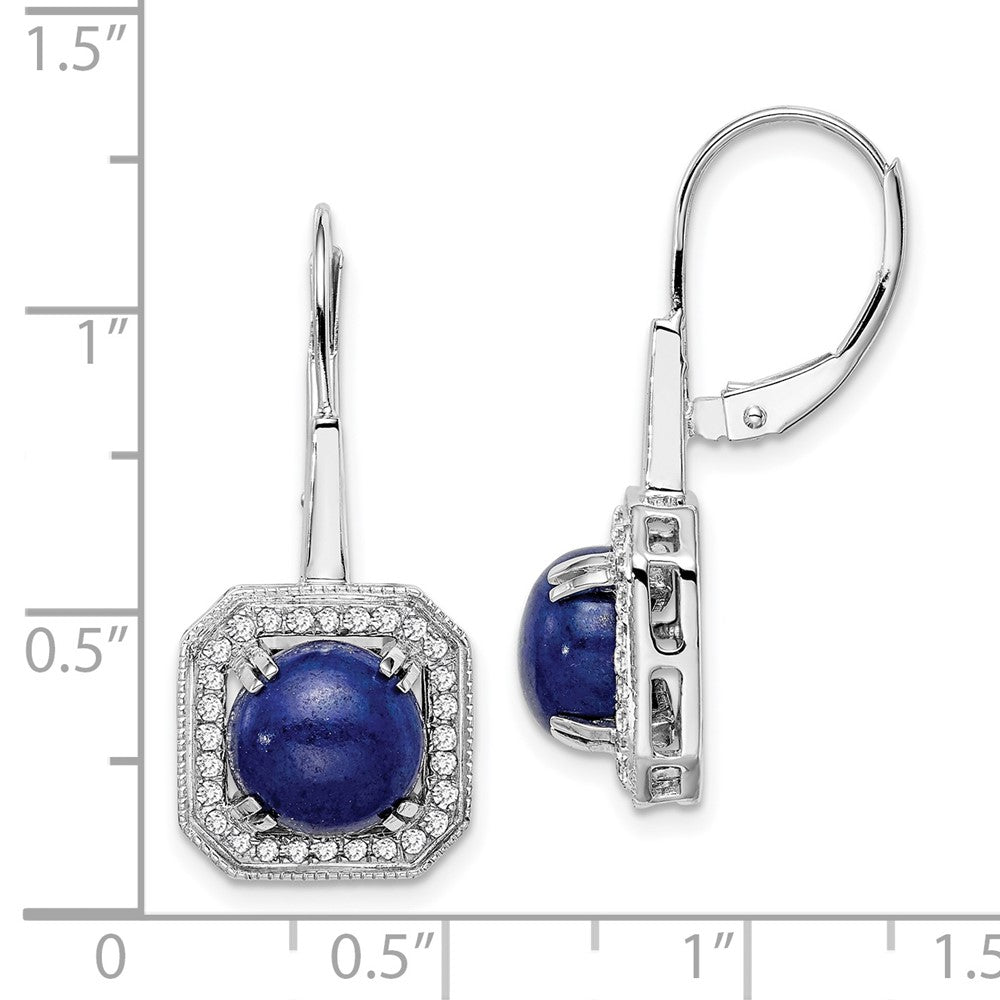 14K Weißgold Ohrringe mit Lapislazuli und echten Diamanten mit Leverback-Verschluss
