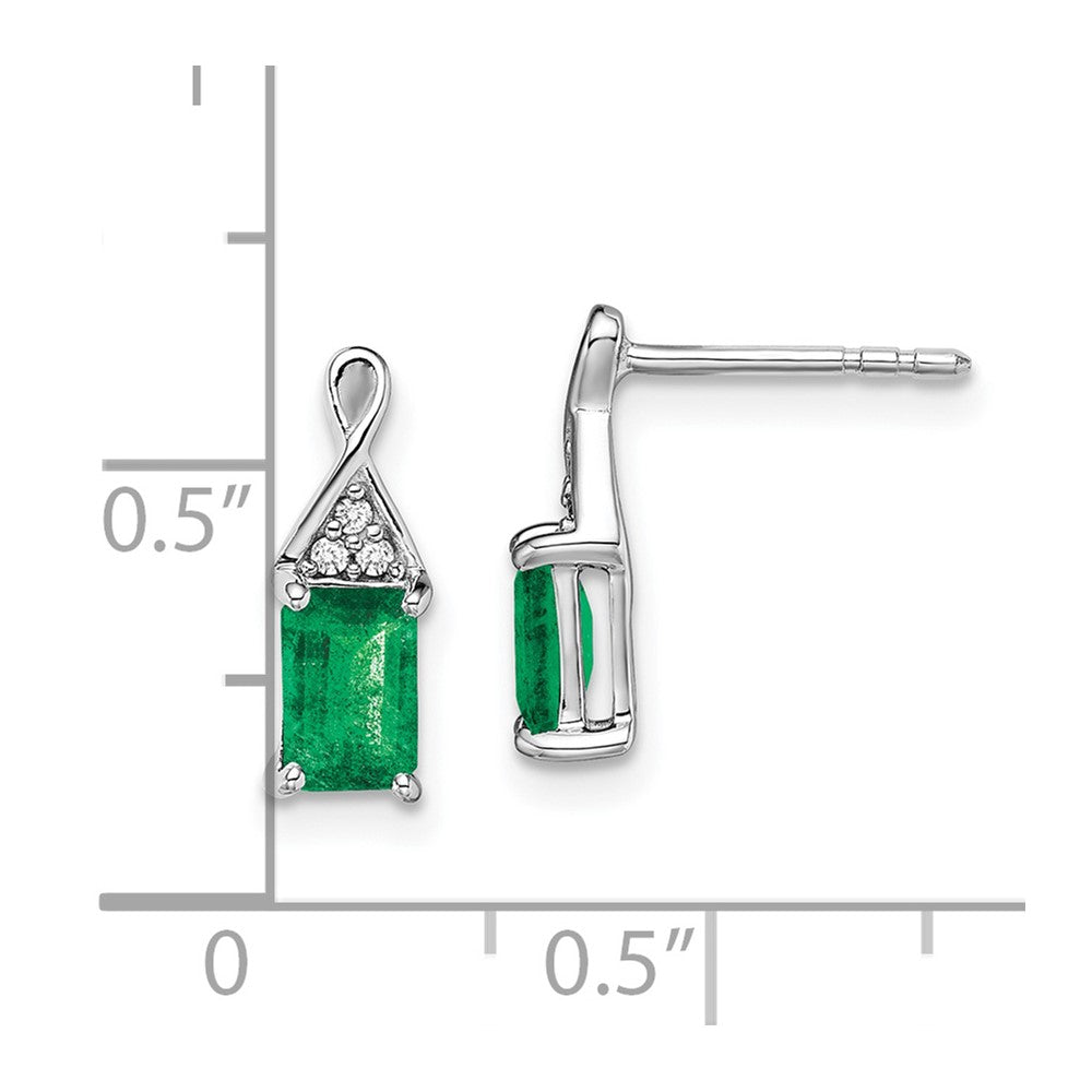 14K Weißgold Ohrringe mit Smaragd und echtem Diamant