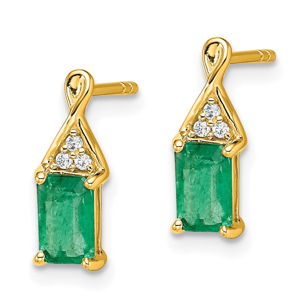 14K Gelbgold Ohrringe mit Smaragd und echten Diamanten