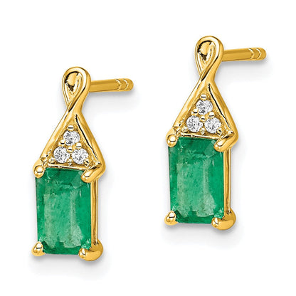 14K Gelbgold Ohrringe mit Smaragd und echten Diamanten