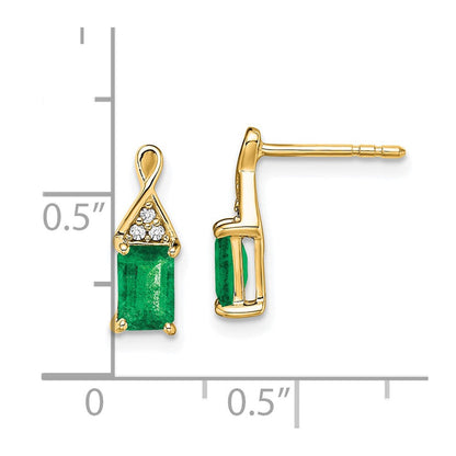 14K Gelbgold Ohrringe mit Smaragd und echten Diamanten