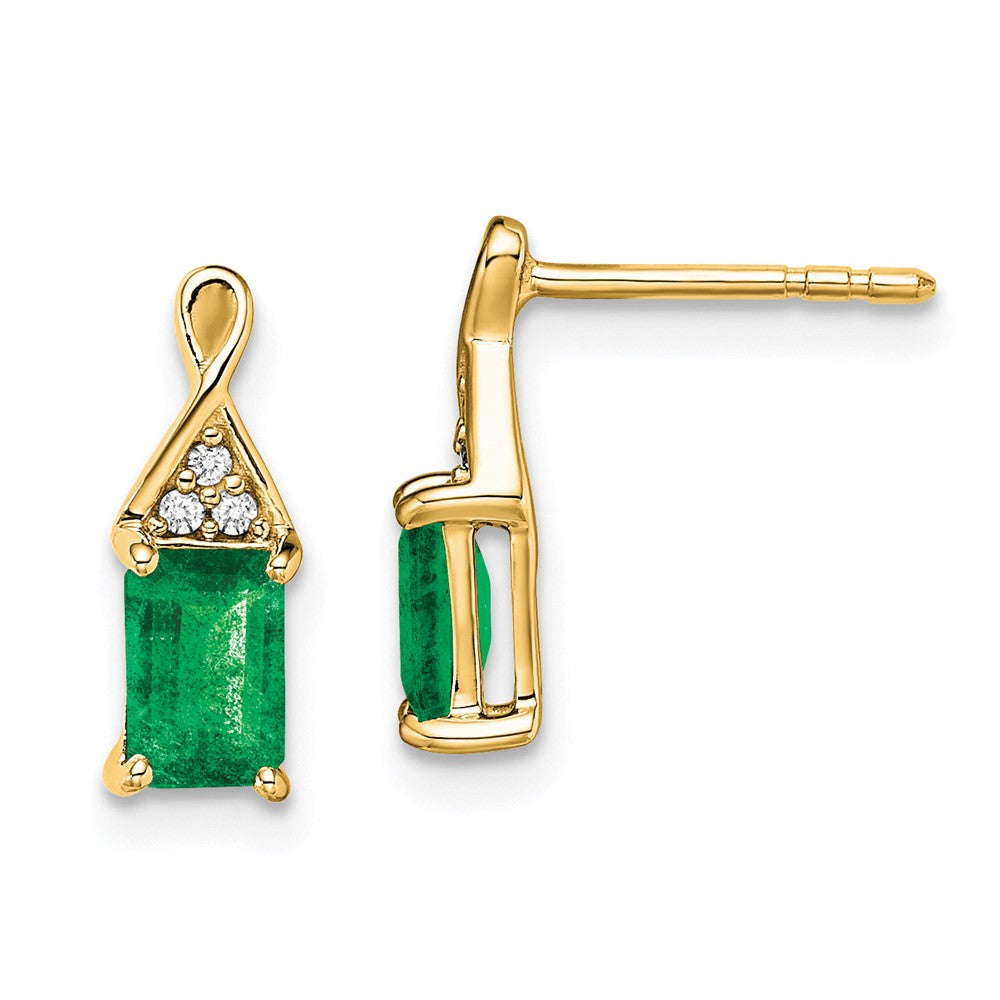 14K Gelbgold Ohrringe mit Smaragd und echten Diamanten