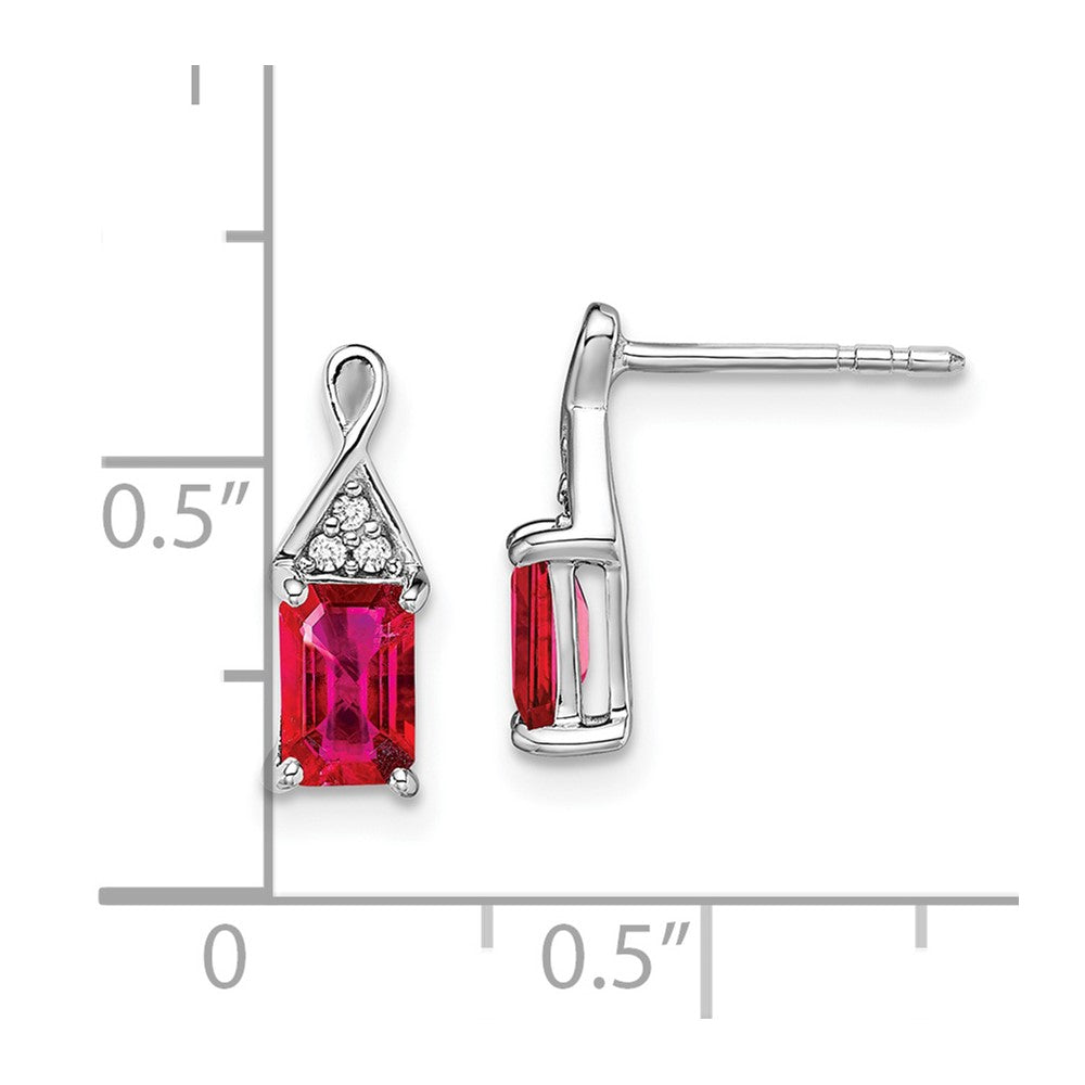 14K Weißgold Ohrringe mit Rubin und echten Diamanten