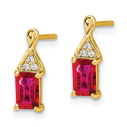 14K Gelbgold Ohrringe mit Rubin und echten Diamanten