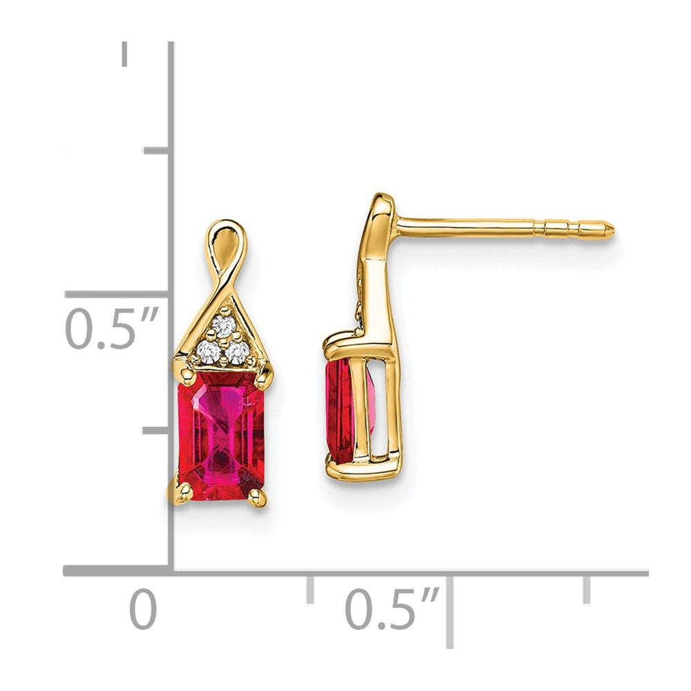 14K Gelbgold Ohrringe mit Rubin und echten Diamanten