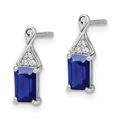 Ohrringe aus 14K Weißgold mit Saphir und echten Diamanten