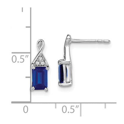 Ohrringe aus 14K Weißgold mit Saphir und echten Diamanten